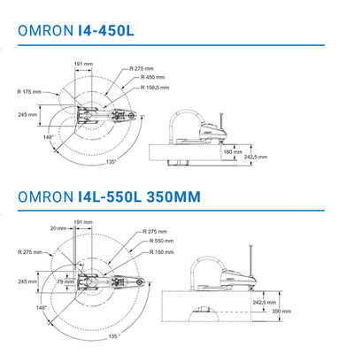 OMRON I4-450L 4 Axis Scara Robot High Speed ​​Robot لصناعة 3C