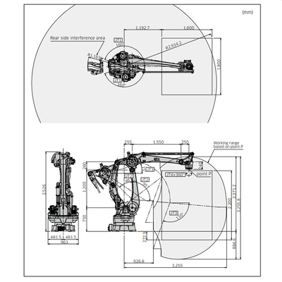 Kawasaki Robot CP180 6 Axis Robot Arm 180KG الحمولة 3255mm تصل إلى مكان مع القابض