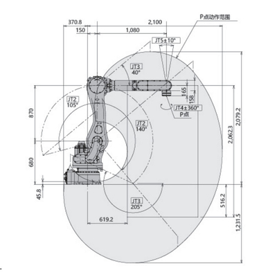 Kawasaki Robot RD080N Cnc 6 Axis Robotic Arm For Palletizing مع حمولة 80 كجم