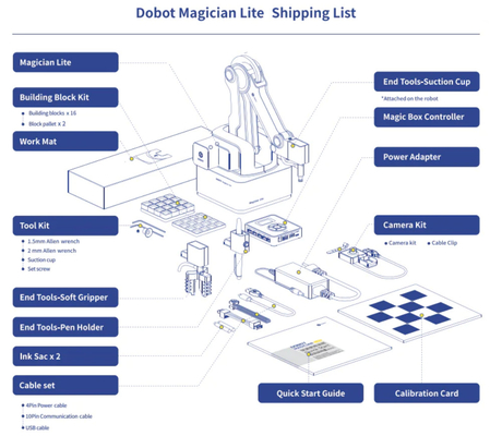 روبوت تعليمي DOBOT Magician lite K12 روبوت تعاوني مع حمولة 250G ووصول إلى كوبوت 340 ملم