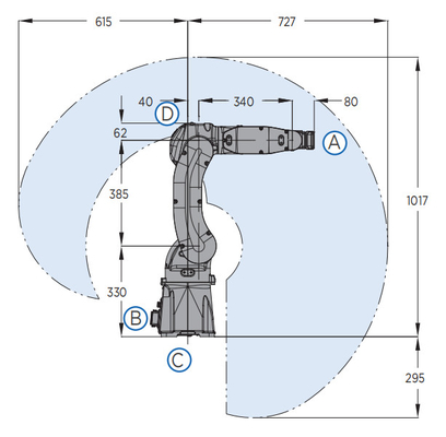 آلة لحام القوس الصناعي ذات 6 محاور Yaskawa Robot Arm وشعلة اللحام Mig