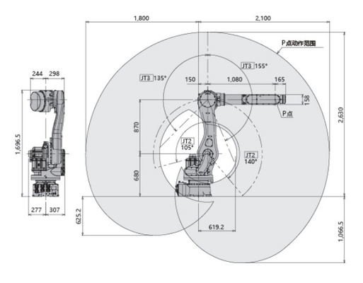 Kawasaki 6 Axis Robot Arm RS080 مع القابض للتعامل مع تقطيع تغذية المنصات