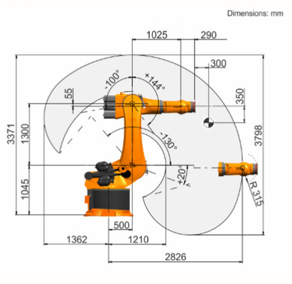 KR 360 R2830 روبوت عالمي مع مسدس لحام نقطي KUKA ذراع روبوت صناعي