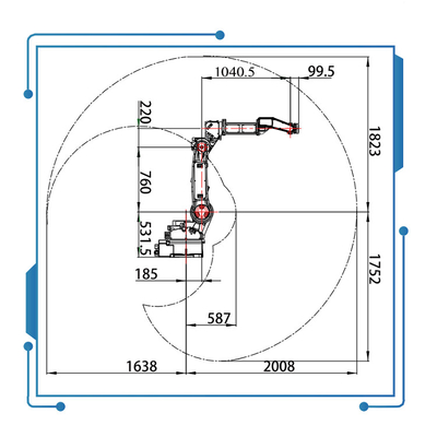 الصين GBS قوس روبوت لحام GBS6-C2080 6 محور ذراع روبوت آلي مع آلة لحام Megmeet CM350
