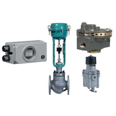 Flow Masoneilan 78-40 مع محدد موضع الصمام Samson 3730-3 وصمام التحكم Fisher 2625 Filter Regulator