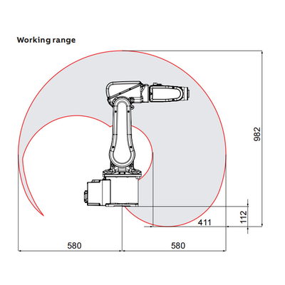 ABB IRB120 مع ذراع الروبوت ذات 6 محاور والحمولة المفيدة 3 كجم تصل إلى 580 مم للاختيار والوضع كروبوت معالجة