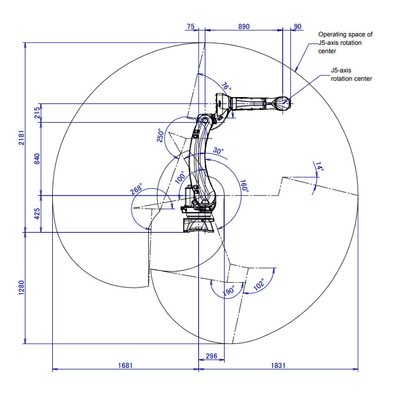 6 محور الذراع الروبوتية الصناعية Fanuc M-20iD/25 مع CNGBS الروبوت الموقع لللحام