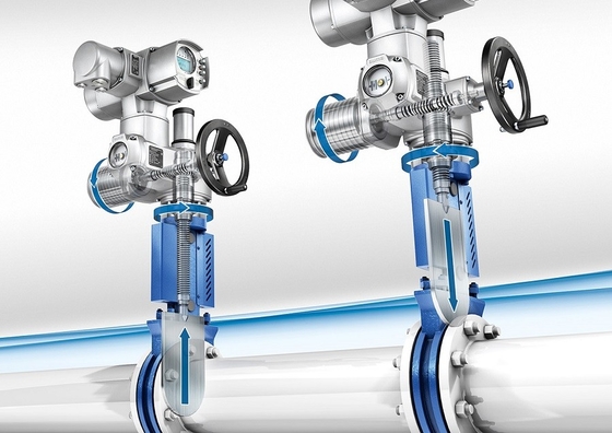 صمام بوابة سكين صيني مع Auma SA SAR Electric Vavle Actuator لصناعة النفط المائي