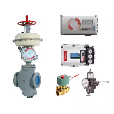 صمام التحكم الهوائي خطي مع Flowserve LOGIX 3200MD 520MD DIGITAL HART VALVE POSITIONER في صمامات Flowserve الموجودة