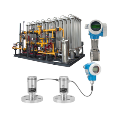 Pressure/flow control unit with Endress+Hauser Proline Prowirl D 200 vortex flowmeter and Cerabar FMD72 pressure transmitter