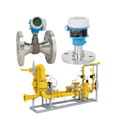 صمام الغاز الطبيعي مزود بمقياس تدفق Endress+Hauser Proline Prowirl R 200 و جهاز نقل ضغط Deltabar PMC51B.