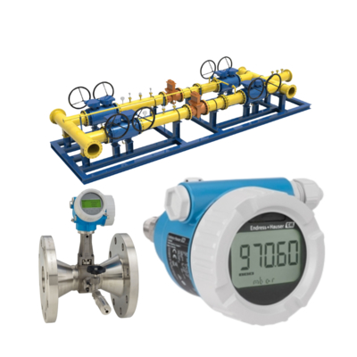 صمام الغاز الطبيعي مزود بمقياس تدفق Endress+Hauser Proline Prowirl R 200 و جهاز نقل ضغط Deltabar PMC51B.