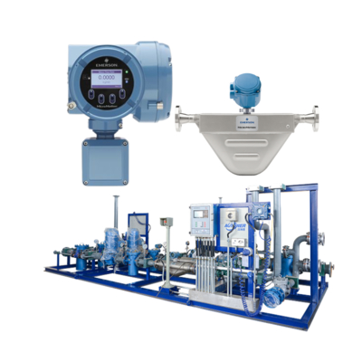 صمام الغاز الطبيعي مزود بمقياس تدفق Micro Motion F100A Coriolis و جهاز إرسال 5700 مثبت في الميدان.