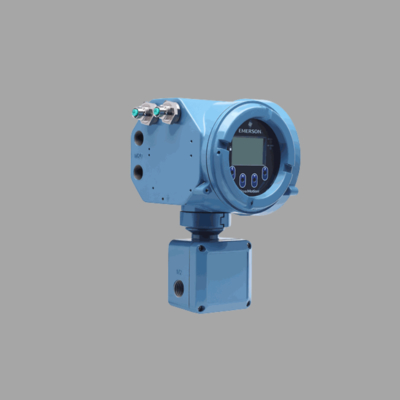 Natural gas valve skid equipped with a Micro Motion F100A Coriolis flowmeter and a 5700 field-installed transmitter.