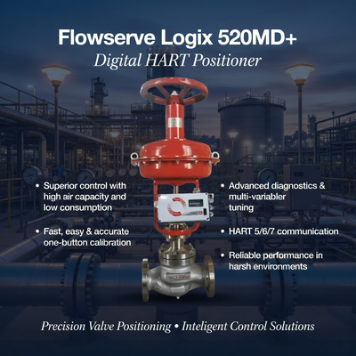Flowserve Logix 520MD Digital HART 4-20mA Signal Refining Mining Industrial Process Control Valve Positioner