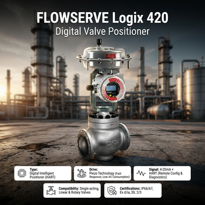 أجهزة تحديد موقع الصمام الرقمية في الأسهم Flowserve Logix 420 Smart Valve Controller صمام التحكم الهوائي المخصص
