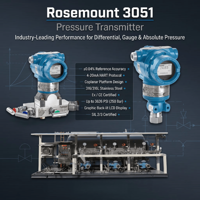 جهاز إرسال الضغط الذكي Rose-mount 3051 مع الفولاذ المقاوم للصدأ 316L 4-20 مللي أمبير DC / HART و±0.04% من دقة الامتداد