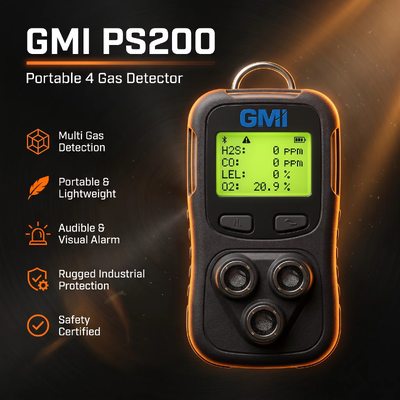 GMI PS200 PS500 كاشف غاز متعدد المحمول 4 جهاز مراقبة الغاز أداة الكشف عن الغازات للسلامة الشخصية
