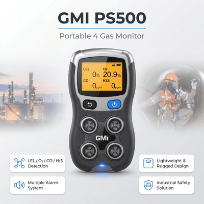 GMI PS200 PS500 كاشف غاز محمول H2S CO O2 مراقب غازات قابلة للاشتعال كاشف غازات للسلامة الصناعية