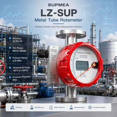 مقياس تدفق Supmea LZ-SUP HART 4-20mA بشاشة LCD ومؤشر محلي، مقياس تدفق بمساحة متغيرة في أنبوب معدني