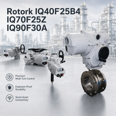 مشغل كهربائي ربع دورة Rotork IQ40F25B4 IQ70F25Z IQ90F30A 1000-2000 نيوتن متر IP68 لنظام التحكم الصناعي للصمامات الفراشية