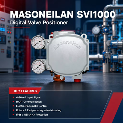 وحدة تحكم صمام ماسونيلان SVI1000 4-20mA HART مشغل هوائي محدد موضع الصمام