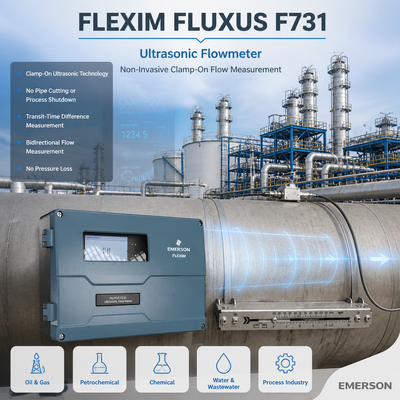 Flexim FLUXUS F731 مقياس تدفق بالموجات فوق الصوتية غير الغازية مع قياس ثنائي الاتجاه للمناطق الخطرة