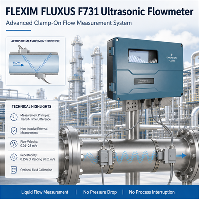 مقياس التدفق بالموجات فوق الصوتية FLEXIM FLUXUS F731 ذو المشبك مع قياس تدفق غير تداخلي وقدرة ثنائية الاتجاه لمجموعة واسعة من أحجام الأنابيب