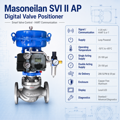 صمام تحكم Masoneilan SVI2 HART SVI II AP متقدم رقمي