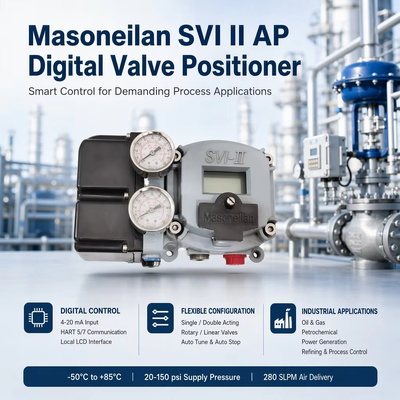 محدد موضع الصمام الرقمي ذو الضبط التلقائي Masoneilan SVI2 AP Diagnostics 4-20mA محدد موضع الصمام بإحساس الموضع بدون تلامس