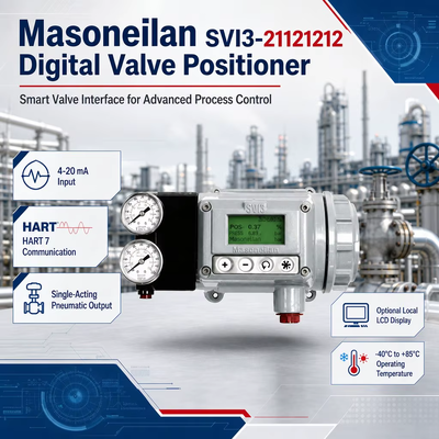 محدد الصمام الرقمي الذكي الكهروميكانيكي من Masoneilan SVI3-21121212 SVI3-21121112 بتقنية HART بتصنيف IP66