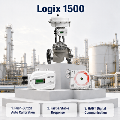 Logix 1500 Intelligent HART Protocol Digital Valve Positioner 4 20mA IP67 Electro Pneumatic Flow Control Oil Chemical Industry