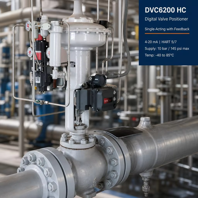 وحدة تحكم الصمام الرقمية DVC6200 HC 4-20 مللي أمبير HART مشغل صمام هوائي أحادي الفعل مع تغذية راجعة