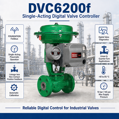 وحدة تحكم رقمية للصمام أحادي الفعل FD DVC6200F، موضع صمام ذكي بتقنية FOUNDATION Fieldbus