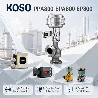 KOSO OEM جهاز وضع الصمامات الذكية الكهربائية الروحية PPA800 EPA800 EP800 4 20mA IP66 غاز النفط الفردي المزدوج