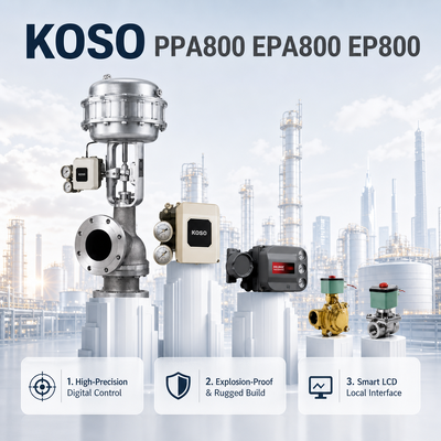 محدد موضع كهربائي هوائي من سلسلة KOSO EP800 PPA800 EPA800 متحكم صمام ذكي مقاوم للانفجار شهادة IECEx ATEX