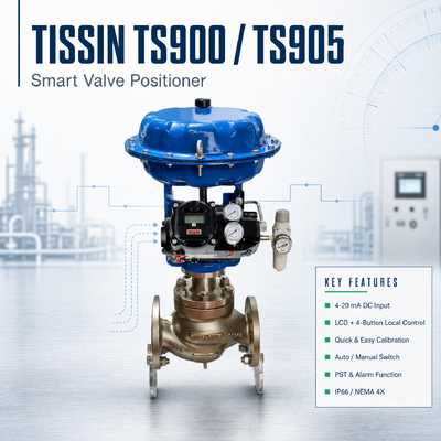تيسين TS900 TS905 موقف الصمام الذكي 4-20mA HART موقف صمام التحكم الرقمي من الفولاذ المقاوم للصدأ