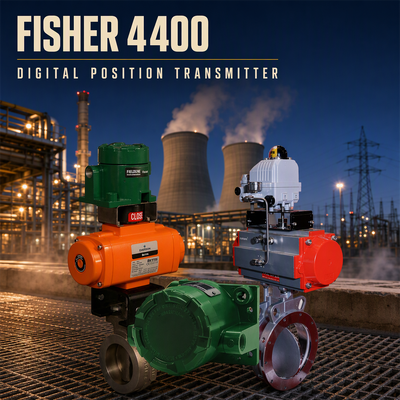جهاز إرسال موضع الصمام الرقمي FIELDVUE 4400 من فيشر مع استشعار غير تلامسي، وقدرة SIL 2، واتصال HART 7