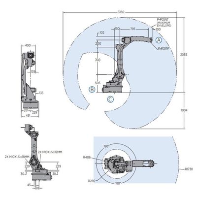 روبوت صناعي 6 محور AR1730 للحام 25 كجم حمولة سريعة ودقيقة YRC 1000 تحكم روبوت لحام قوس