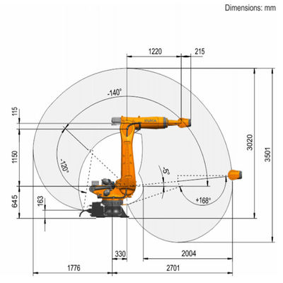 KR 210 R2700-2 F 6 حمولة المحور 275 كجم تصل إلى 2701 مم مناولة الروبوت