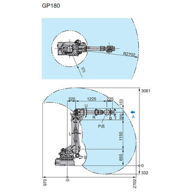 ذراع روبوت 6 محاور من Motoman GP180 مع 2702mm تصل إلى روبوت صناعي كآلة اختيار ومكان