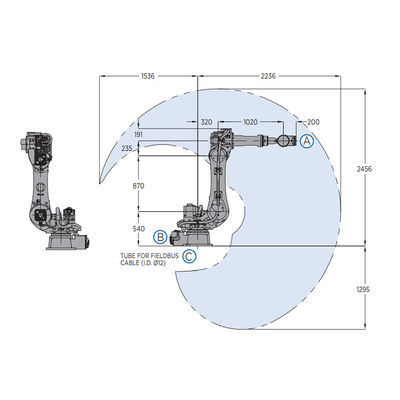 6 Aixs Robotic Arm CNC Of Motoman GP110 مع حمولة 110 كجم لمعدات مناولة المواد