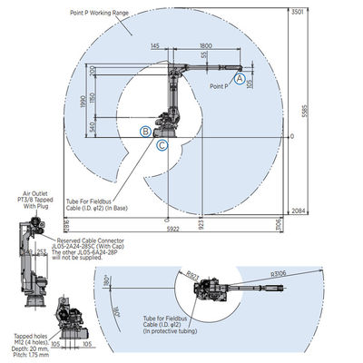 6 Aixs Robot Arm MH50II-20 مع حمولة 20 كجم 3106 مم تصل لآلات اللحام والطلاء ARC