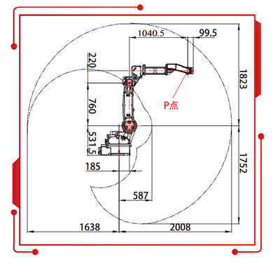 SF6-C2080 مع 10 كجم حمولة 2080 مم تصل إلى الذراع الروبوتية كروبوت صناعي وروبوت لحام