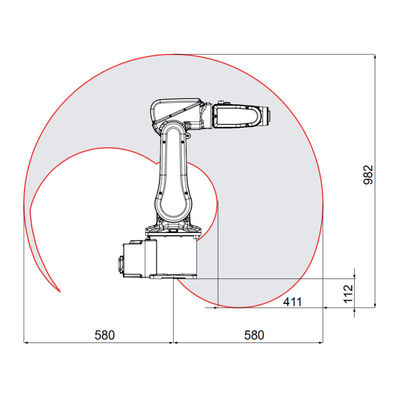 ABB IRB 120 6 محور ذراع روبوت صناعي لإنتاج ذراع روبوت صناعي مرن ومضغوط حمولة 3 كجم