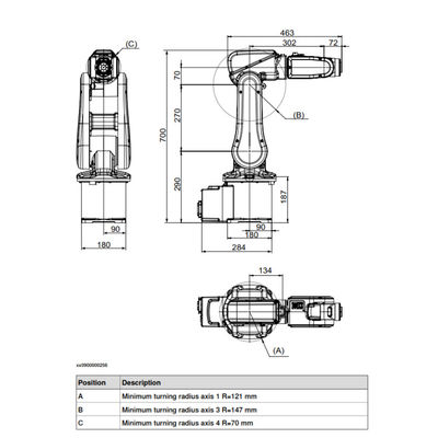 ABB IRB 120 6 محور ذراع روبوت صناعي لإنتاج ذراع روبوت صناعي مرن ومضغوط حمولة 3 كجم