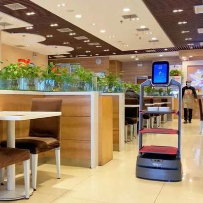 خدمة روبوت الصين مع ملاحة تلقائية لروبوت AI لتوصيل الطعام