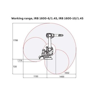 التعبئة روبوت IRB 1600-10 / 1.45 6 محور الروبوتات الصناعية الذراع الروبوتات الصناعية