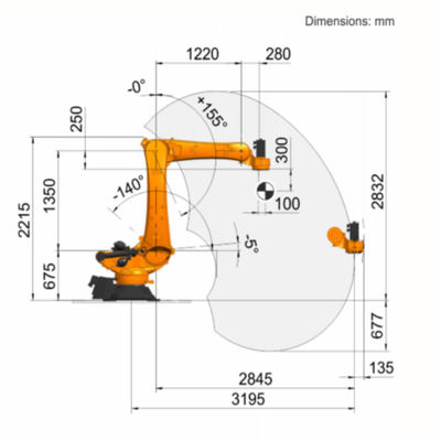 KUKA 6 Axis Industrial Robot KR 360 R2830 مع حمولة صافية تبلغ 360 كجم مع روبوت لحام أوتوماتيكي Otc