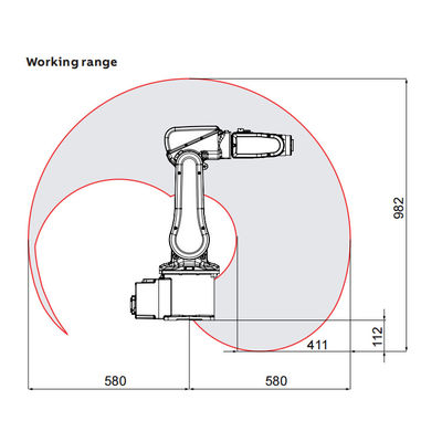 ABB IRB120 مع ذراع روبوت ذو 6 محاور مع حمولة 3 كجم تصل إلى 580 مم للاختيار والمكان كآلة تجميع